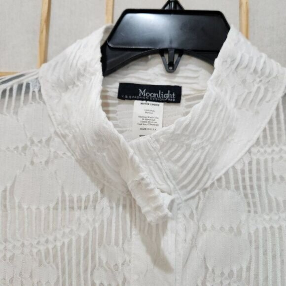 Moonlight Y&S Fashion Design Womens White Sheer Blouse Sz S - Picture 5 of 14